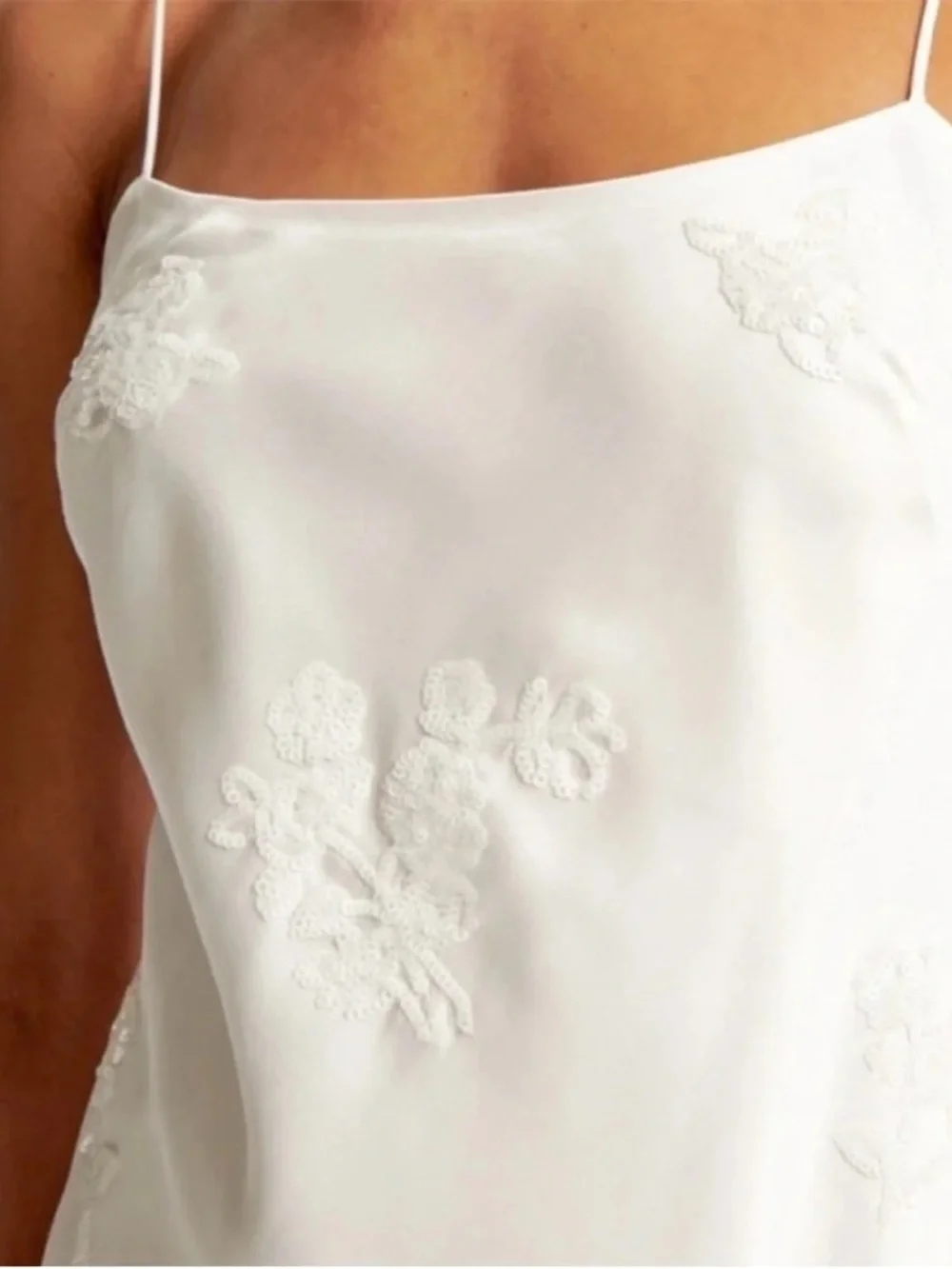 Abercrombie & Fitch White Embroidered Slip Chemise